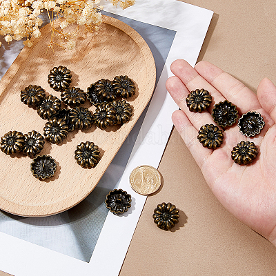 24 шт. пуговицы из сплава в тибетском стиле с 1 отверстиями BUTT-FH0001-022AB-1