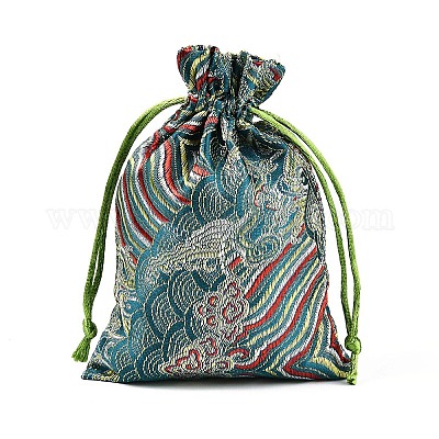 Атласные сумки с китайской вышивкой на завязках ABAG-N008-10x14-A01-1