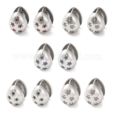 Серьги-кольца из нержавеющей стали 304 с прозрачным кубическим цирконием для женщин EJEW-Z076-03P-1