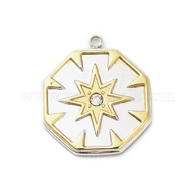 Подвески из нержавеющей стали 304 со стразами STAS-P399-02C-1