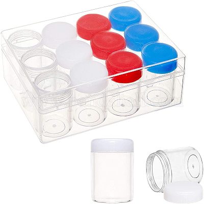 Wholesale BENECREAT 12PCS 20ml Plastic Bead Jars 4 Colors Screw Lid Bead  Storage Containers with Large Storage Box for Shampo 