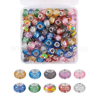 10Pcs Wholesale Color Big Hole European Beads Plastic Resin Round