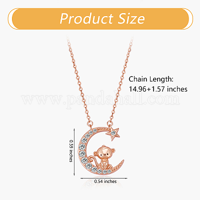 Collana Luna E Scimmia In Argento 925 Con Zirconi: Ciondolo Animale Donna, Catena 40+3 Cm, Regalo Con Pochette