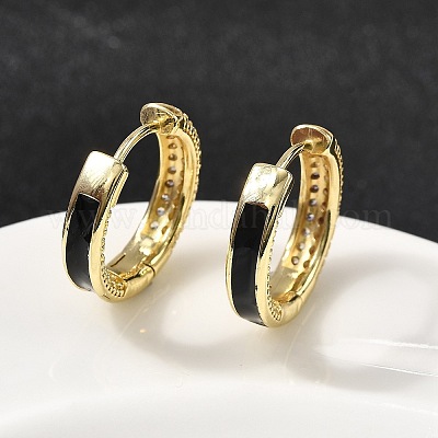 Латунные серьги-кольца из прозрачного кубического циркония EJEW-K276-11G-01-1