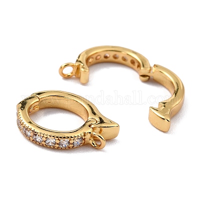 Латунные серьги-кольца из прозрачного кубического циркония ZIRC-I054-10G-1