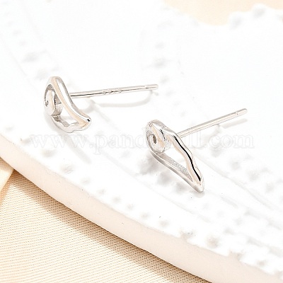 925 Sterling Silber Ohrstecker&nbsp;EJEW-P305-02F-P-1
