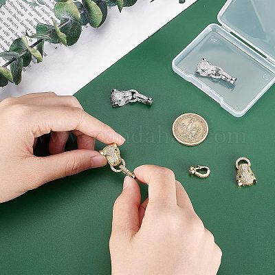 4 комплект 2-х цветных латунных застежек с микропаве из кубического циркония ZIRC-CA0001-11-1