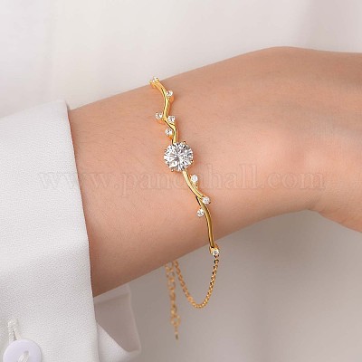 S925 серебряный золотой браслет с цирконием для женщин элегантный минималистский ювелирный подарок LP5226-1