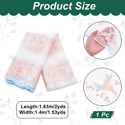 Полиэстер кружевная ткань с цветочным узором DIY-WH0061-021C-1