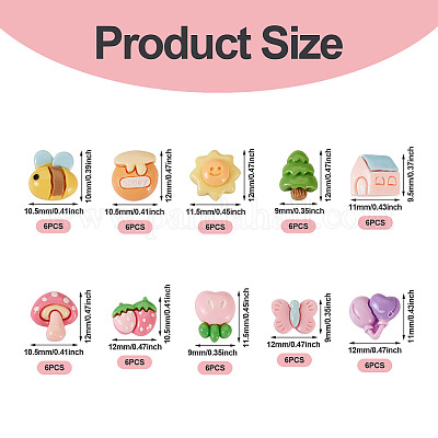 60 шт. 10 стиля кабошонов из непрозрачной смолы с лесной тематикой CRES-TA0001-23-1