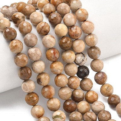 Природные окаменелое дерево бисер пряди G-L642-F09-8mm-1