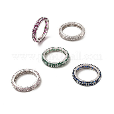 Латунные микро проложить пальцев кольца кубического циркония RJEW-P166-10P-1