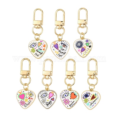 Подвесные украшения из эмали из сплава 7 шт. HJEW-JM04373-1