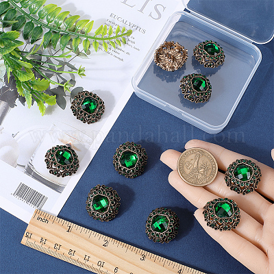 10 шт. пуговица с 1 отверстиями из сплава и стразами BUTT-GF0003-54-1