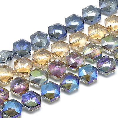 Стеклянные бусины с гальваническим покрытием  EGLA-S162-M-1