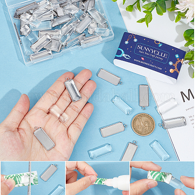 Набор для самостоятельного изготовления прямоугольного купольного кулона DIY-SC0022-98-1