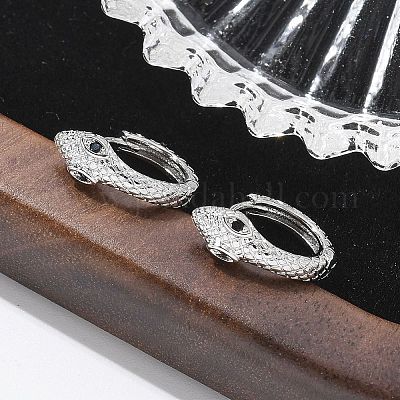 Латунные кубических серьги циркония обруч EJEW-Q014-08P-1