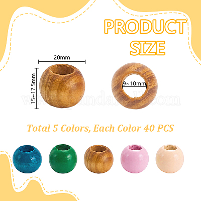 200 шт. 5 цвета деревянные европейские бусины-рондели WOOD-GA0001-96-1