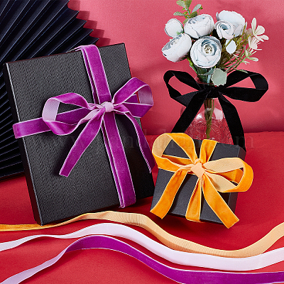 ハロウィンテーマ 20束 4色 片面ベルベットリボン ミックスカラー 5/8