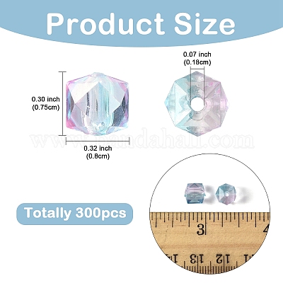 300 шт. двухцветные прозрачные акриловые бусины&nbsp;ACRP-YW0001-16-1