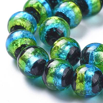 Бусины ручной работы бусины серебряной фольгой FOIL-K001-02B-12mm-1