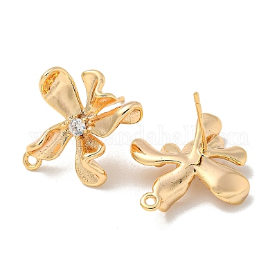 Латунные серьги-гвоздики из циркония KK-K378-28G-1