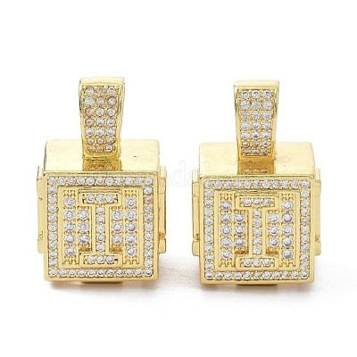 Кулоны из латуни с микропейвом и прозрачным фианитом ZIRC-O045-01G-I-1