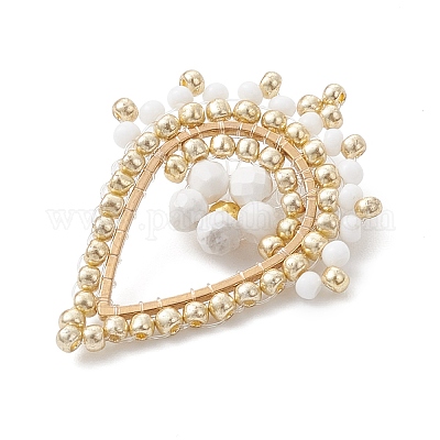 Подвески из натурального ховлита и стеклянных бусин с огранкой круглой формы PALLOY-MZ01097-01-1