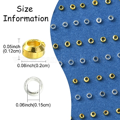 1200 шт. 2 цвета латунные обжимные бусины KK-FS0001-38-1