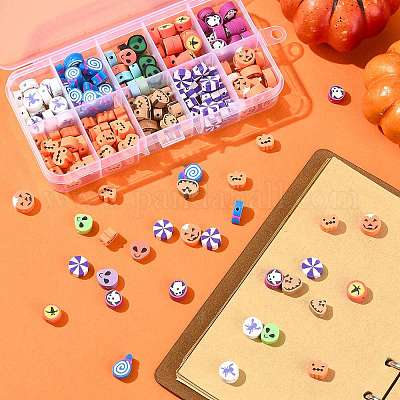 198 шт. 9 стиля бусины из полимерной глины ручной работы на тему Хэллоуина CLAY-FS0001-44-1
