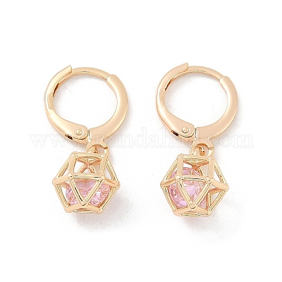 Латунные микропроволочные кубические серьги с цирконием EJEW-K300-09G-1