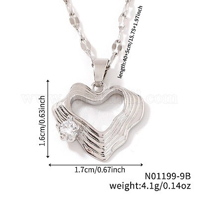Модные латунные прозрачные кубические цирконии полые подвески в форме сердца ожерелья с цепочкой HP4138-2-1