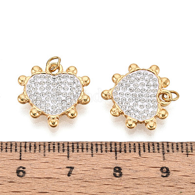 Подвески из нержавеющей стали 304 и полимерной глины ручной работы с кристаллами и стразами STAS-T069-64-1