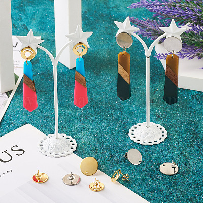 32 шт. 8 стиля фурнитуры для сережек-гвоздиков из нержавеющей стали 201 STAS-TA0001-93-1