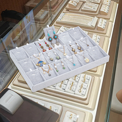 1шт бархатный держатель-органайзер для ожерелий и кулонов на 18 отделения ODIS-AR0001-09-1