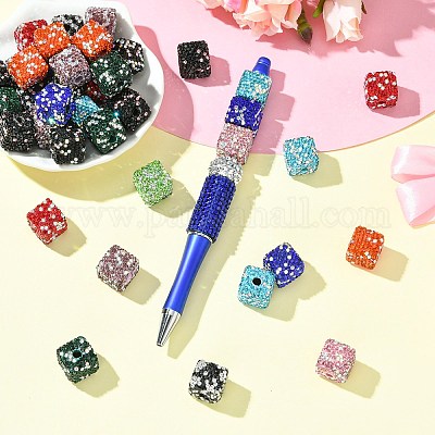 Бусины из полимерной глины в форме куба со стразами CLAY-NH0001-08-1