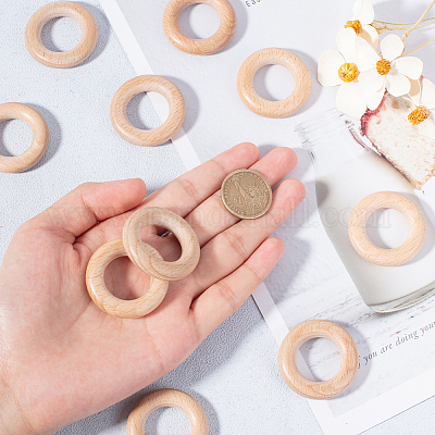 10pcs Wood Rings Wooden Rings for Craft, Ring Pendant and