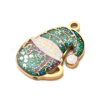 Рождественские эмалевые подвески из нержавеющей стали 304 STAS-B112-02G-08-1