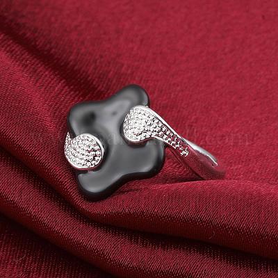 Модно латунь эмаль ромб кольца палец RJEW-BB07438-7-1