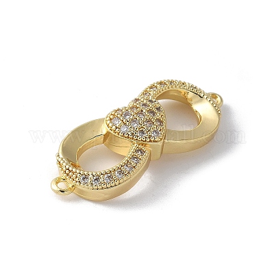 Шармы-соединители из латуни с микропаве из прозрачного кубического циркония KK-Q044-01C-G-1