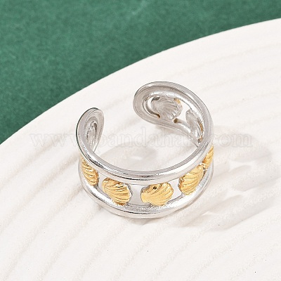 Двухцветные манжетные кольца из нержавеющей стали 304 RJEW-S635-01GP-20-1