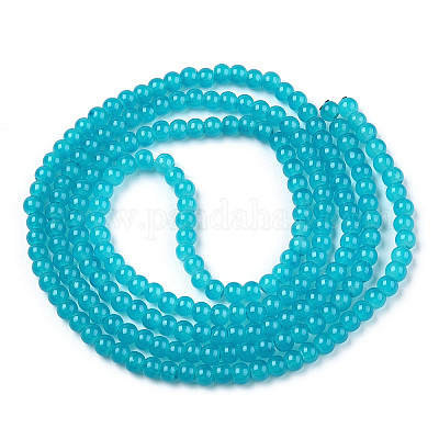 Выпечки окрашены имитация нефрита стекловолокна круглый шарик X-DGLA-Q021-4mm-07-1