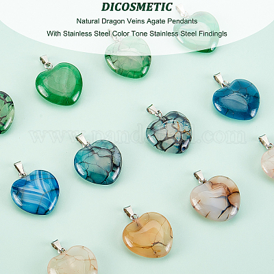 12 шт. 3-х цветные подвески из натурального агата с веной дракона G-DC0001-03-1