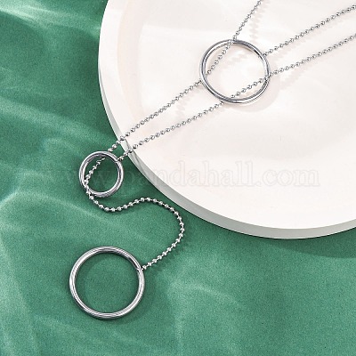 Ожерелья-лариаты из нержавеющей стали 304 с тройным кольцом NJEW-R026-16P-1