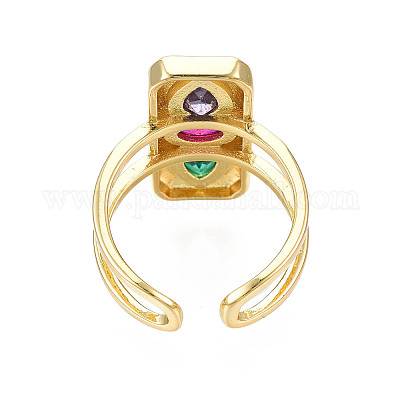 Прямоугольное открытое кольцо-манжета из кубического циркония X-RJEW-N037-015-03LG-1