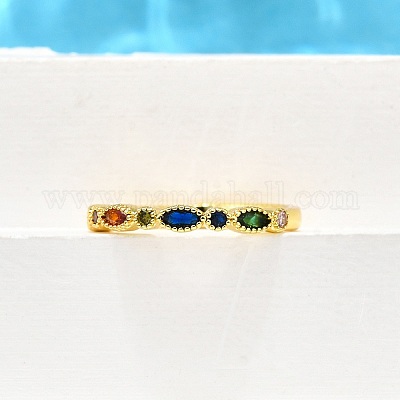 Регулируемые латунные кольца с микропаве из кубического циркония для женщин RJEW-H247-15G-1