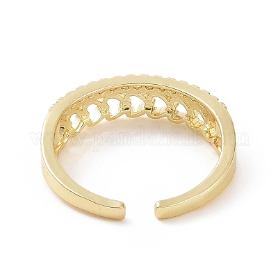 Кольцо-манжета с открытым сердцем из прозрачного кубического циркония RJEW-E072-08-1