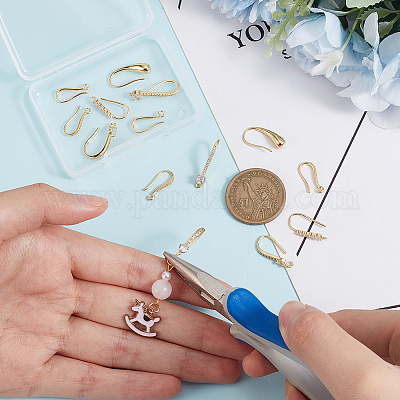 14 шт. набор из 7-х видов латунных сережек-крючков с микропаве из кубического циркония ZIRC-BC0001-26-1