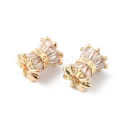 Покрытие стойки латунь микро паве прозрачные кубические циркониевые барабанные бусины KK-D075-03KCG-1