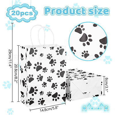Прямоугольные бумажные пакеты для хранения с рисунком лапы и ручкой ABAG-WH0046-38B-1